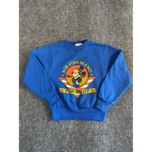 Vintage Allison Mickey Mouse Air Command Top Pilot Sweatshirt Blue Kids 5-6 USA
